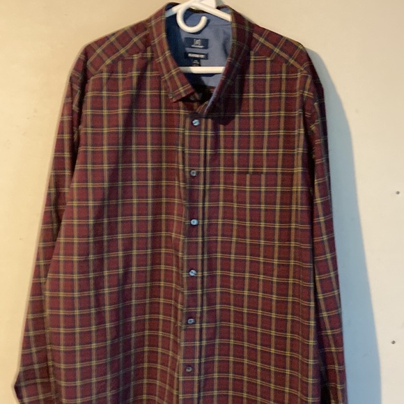 George Plaid y2k ClassicBolo Fit Man Button Down Boho Shirt Long Sleeve Size 3XL - Picture 5 of 10